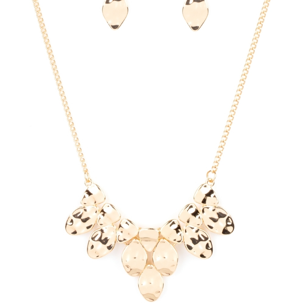 Gold necklace and earrings